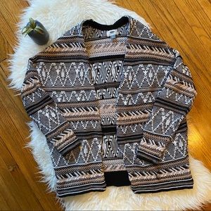 DONATED Old Navy | Jacquard Cardigan Sweater | Brown, Black & White | Size Small